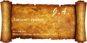 Janzer Andor névjegykártya